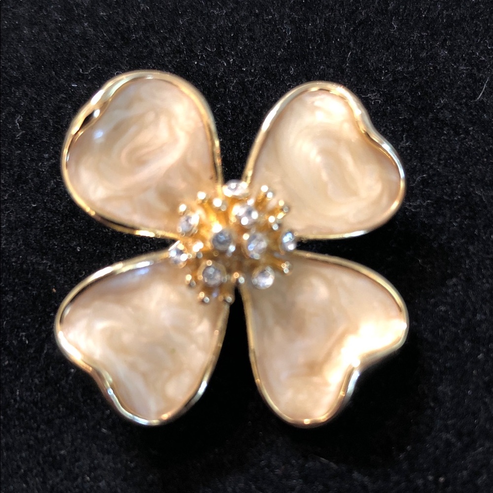 Vintage Rolled Gold Enamel Dogwood Flower Brooch - Style #2019